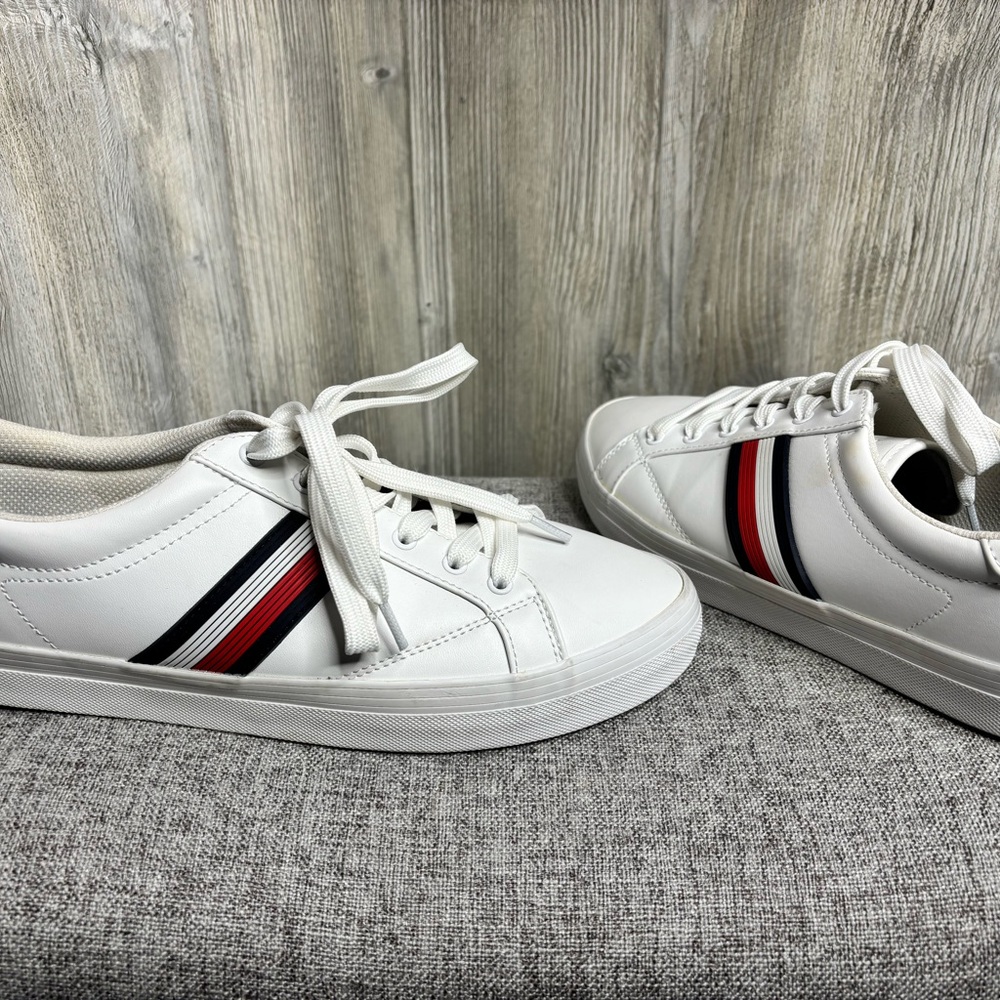 Tommy Hilfiger White Sneakers with Red and Black Accents